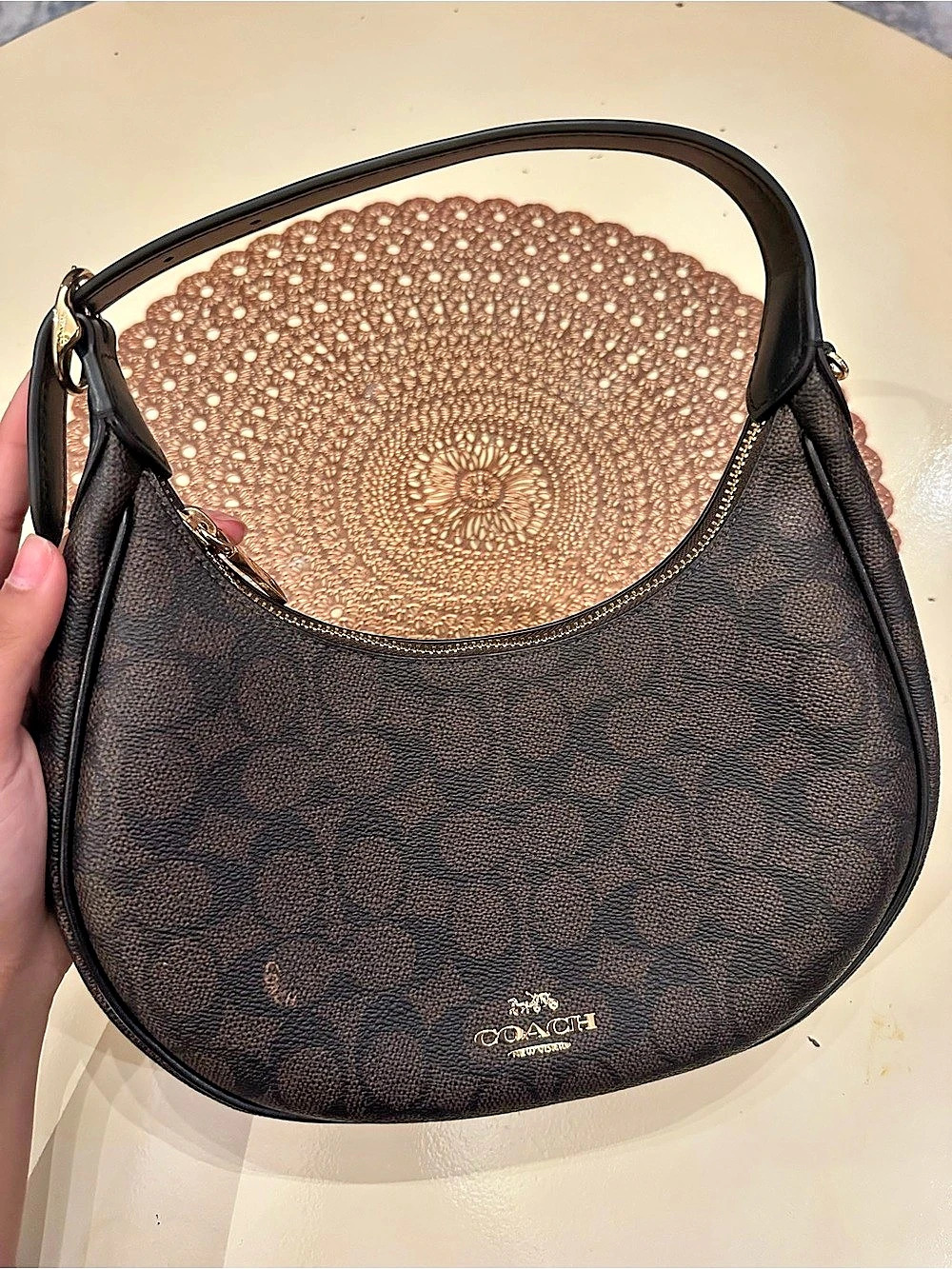 Coach Teri Shoulder Bag In Signature Canvas Brown & Black